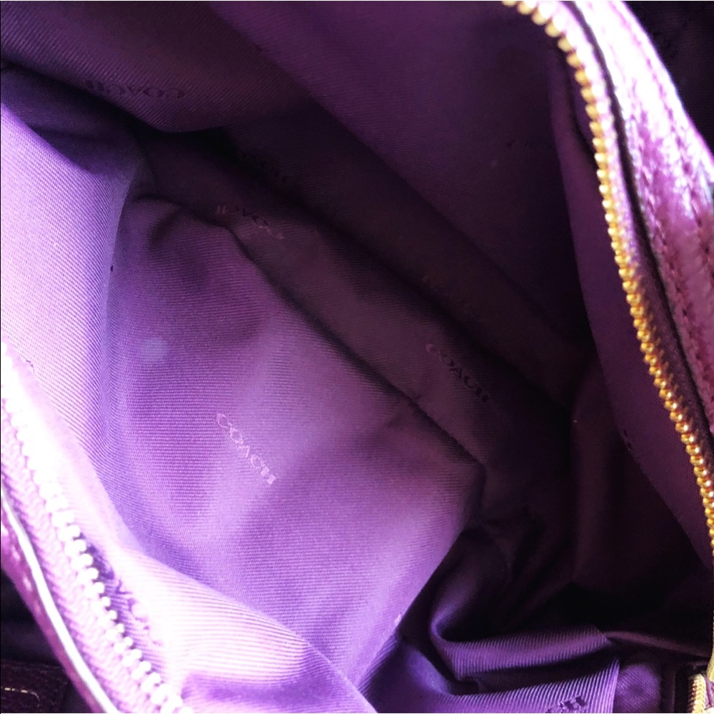 Coach Edie Turnlock Pebbled Leather Purple Shoulder Bag - Picture 8 of 8